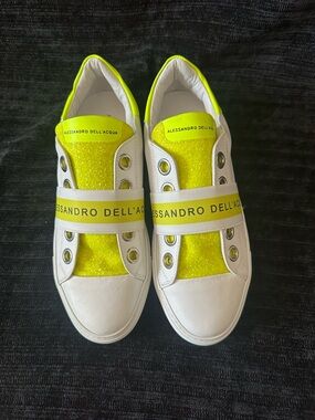 Alessandro Dell’Acqua Sneakers White Neon Strap Glitter EU 38 Womens